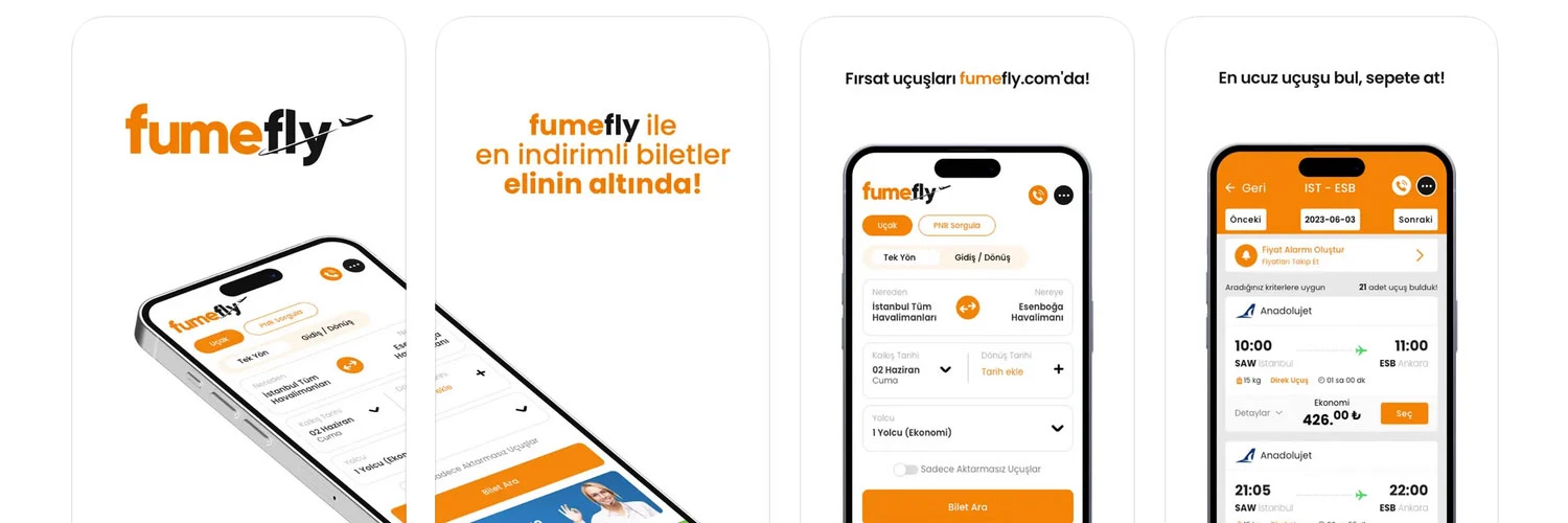 FumeFly Google Play Uygulaması Uçak Bileti Aramada Önde
